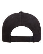 Rear View of Black Structured Brushed Twill Cap - 6363V