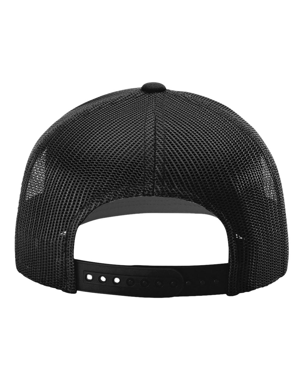 Rear View of Black Sustainable Trucker Cap - 112RE