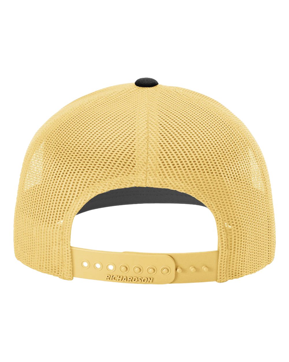 Rear View of Black/ Vegas Gold Snapback Trucker Cap - 112