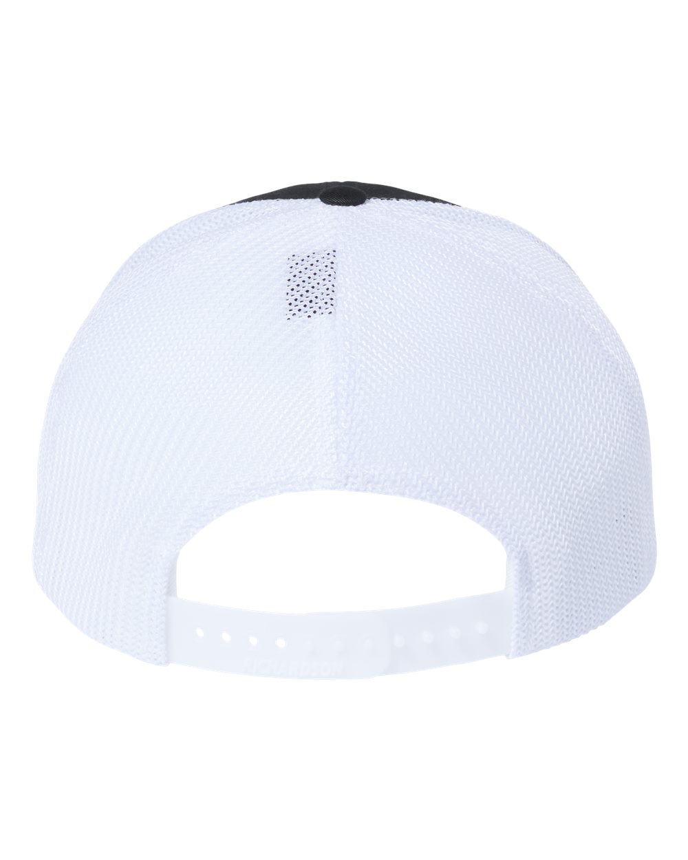 Rear View of Black/ White 112+ R-Flex Adjustable Trucker Cap - 112PL