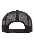 Rear View of Black/ White/ Black Five-Panel Classic Trucker Cap - 6006