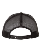 Rear View of Black/ White/ Black Retro Trucker Cap - 6606