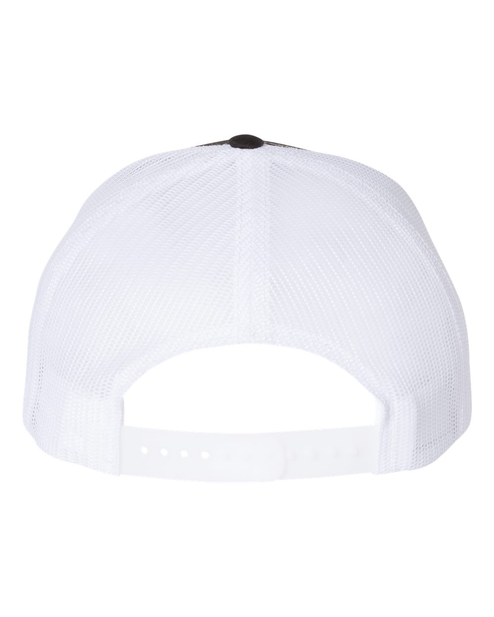 Rear View of Black/ White Five-Panel Trucker Cap - 112FP