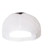 Rear View of Black/ White Garment-Washed Trucker Cap - 111