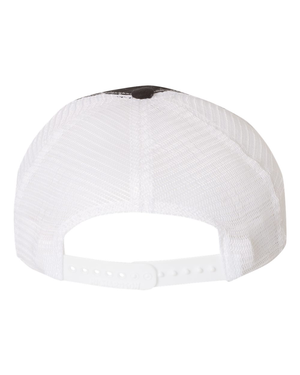 Rear View of Black/ White Garment-Washed Trucker Cap - 111