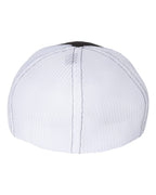 Rear View of Black/ White R-Flex Trucker Cap - 110