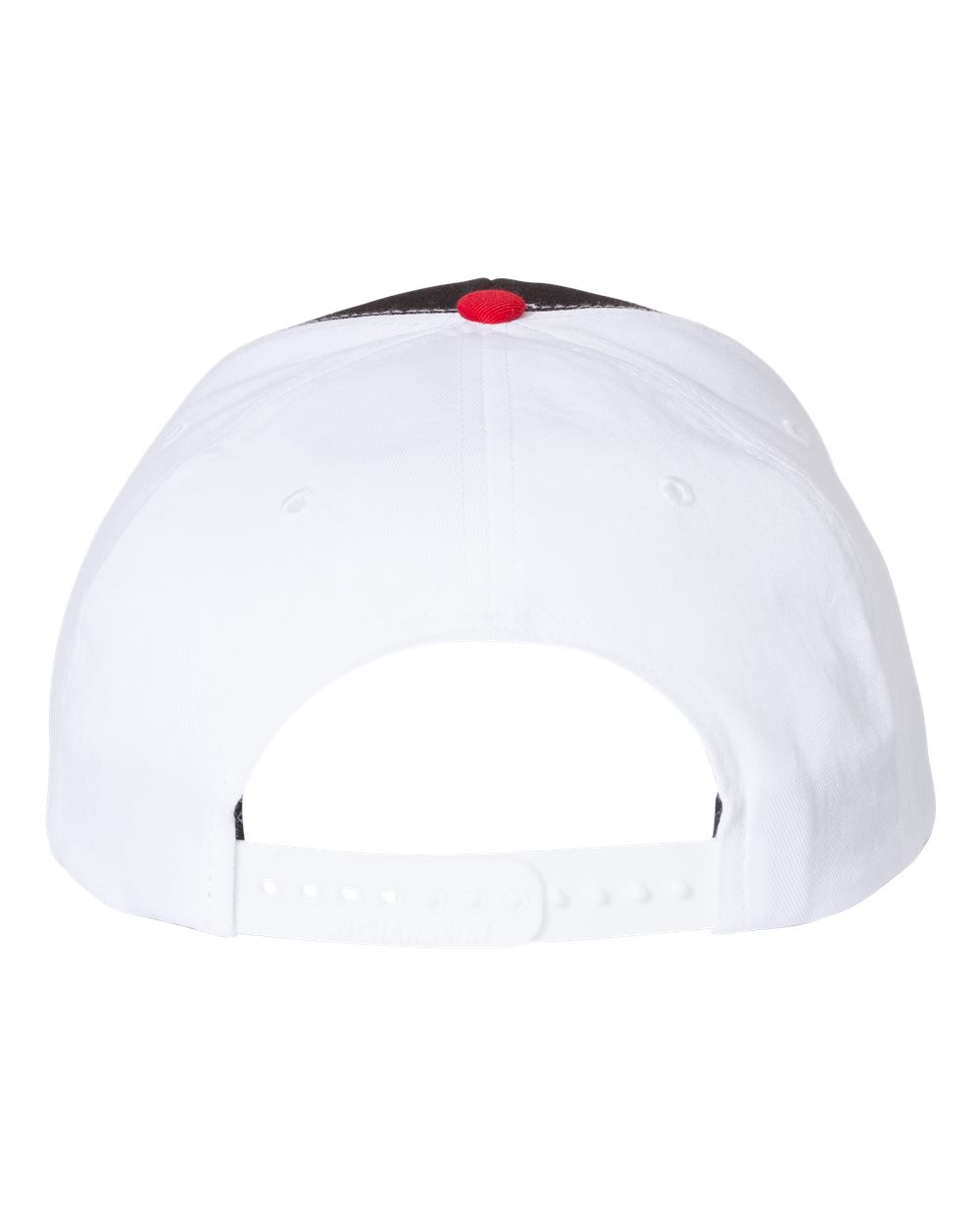 Rear View of Black/ White/ Red Twill Back Trucker Cap - 312