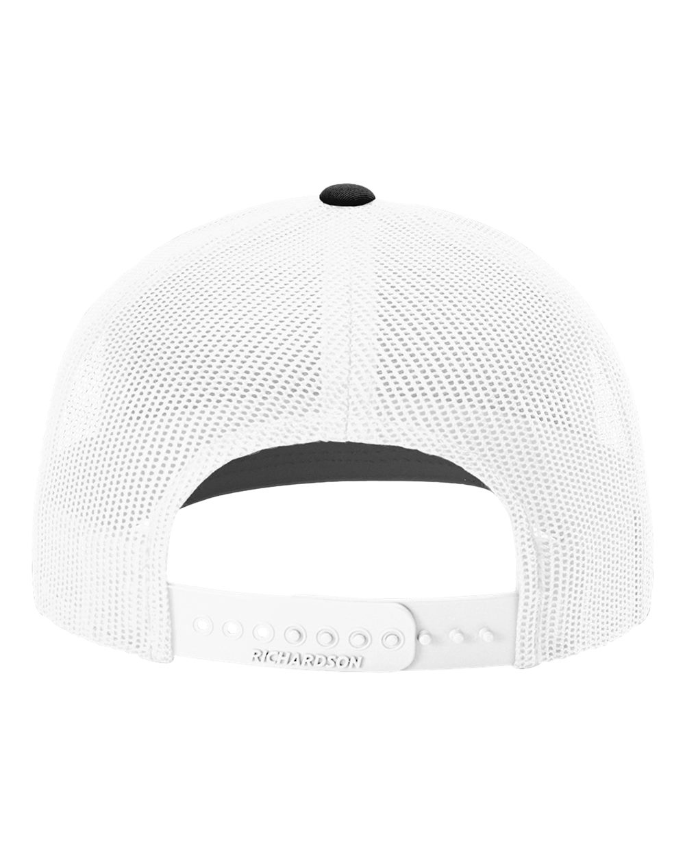 Rear View of Black/ White Snapback Trucker Cap - 112