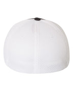 Rear View of Black/ White Ultrafiber Mesh Cap - 6533