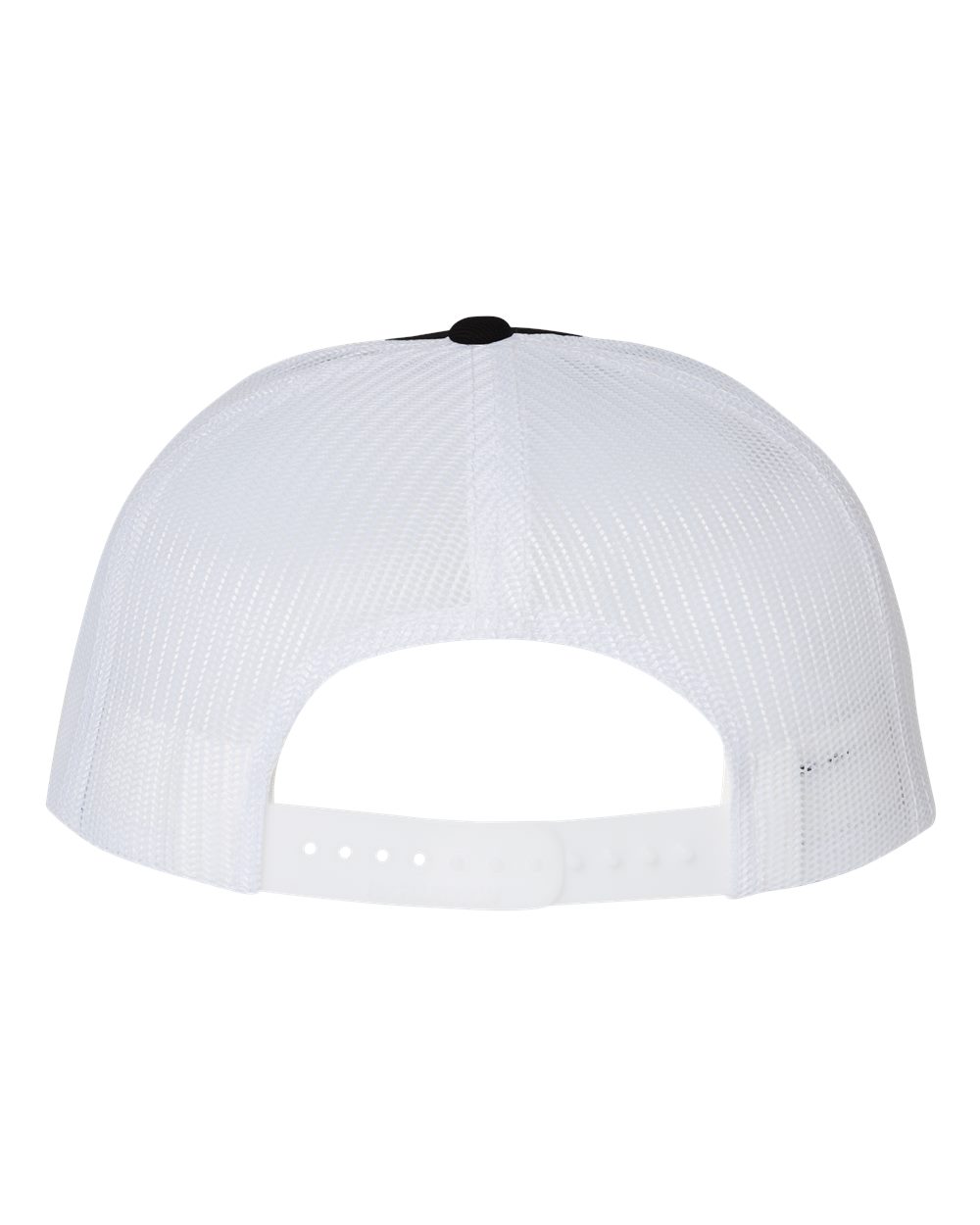 Rear View of Black/ White Wool Blend Flat Bill Trucker Cap - 511