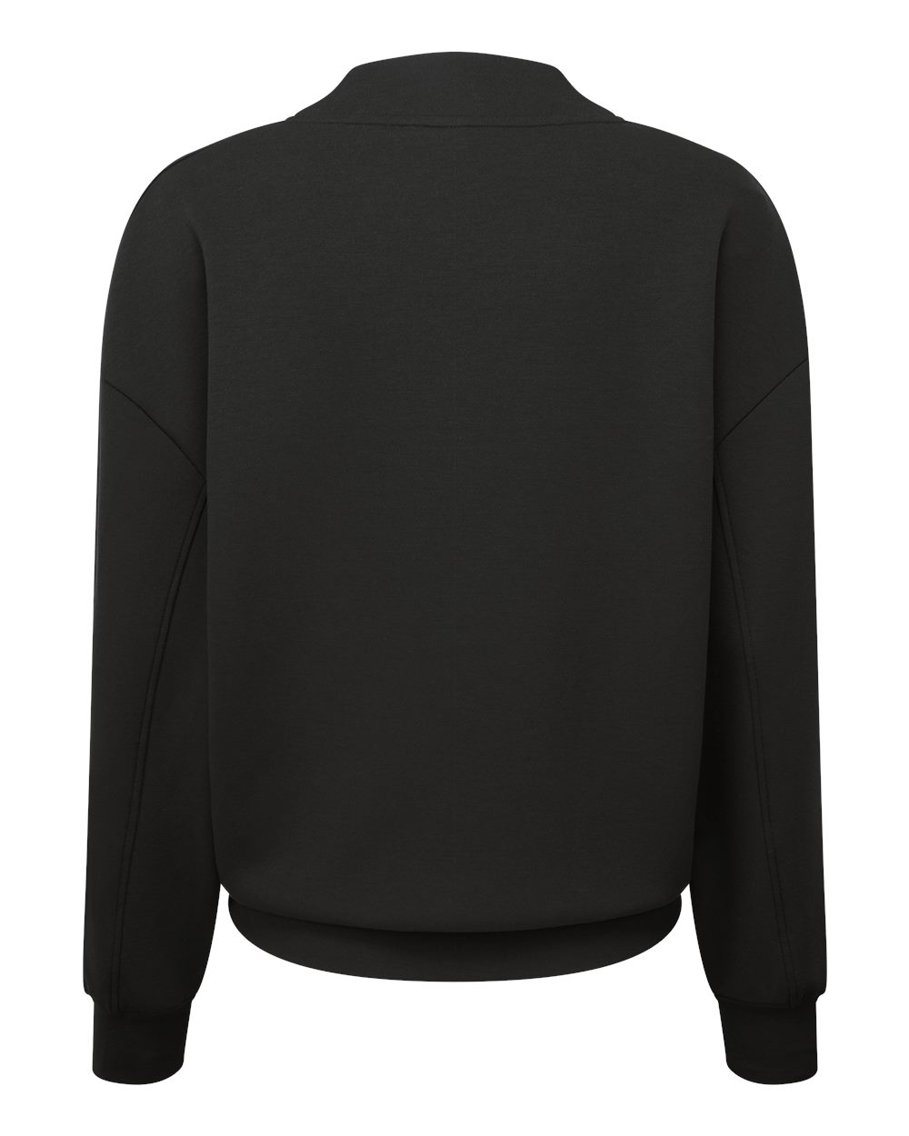 Rear View of Black Women's Luxe Mock Neck Sweatshirt - TD660