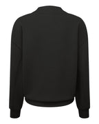 Rear View of Black Women's Luxe Mock Neck Sweatshirt - TD660