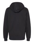 Rear View of Black Woodland Fleece Hooded Pullover - 7035