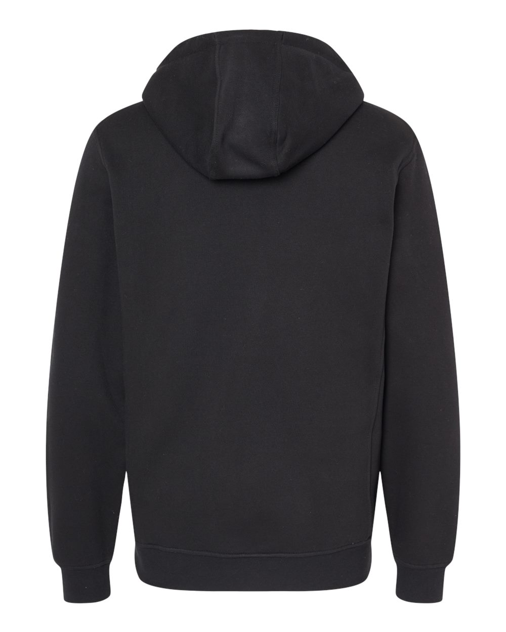 Rear View of Black Woodland Fleece Hooded Pullover - 7035