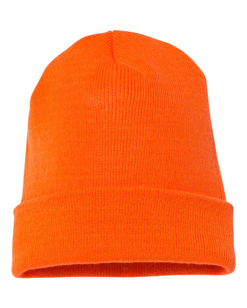 Rear View of Blaze Orange Cuffed Beanie - 1501KC