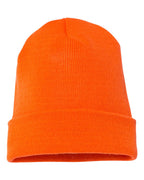 Rear View of Blaze Orange Cuffed Beanie - 1501KC