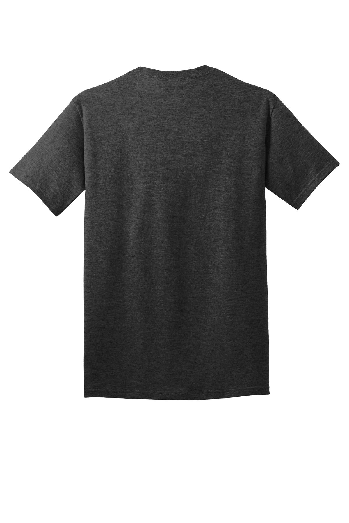 Rear View of BlkHthr Port & Co Core Cotton Tee. PC54