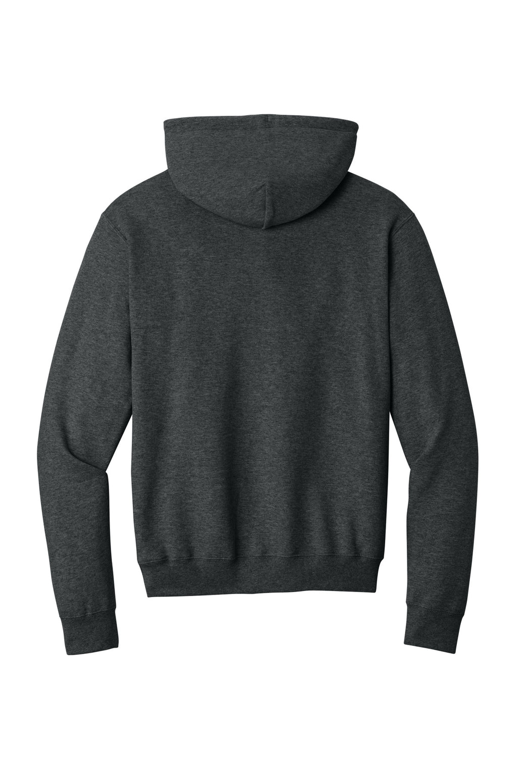 Rear View of BlkHthr Port & Co Core Fleece Pullover Hooded Sweatshirt. PC78H