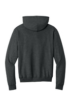 Rear View of BlkHthr Port & Co Core Fleece Pullover Hooded Sweatshirt. PC78H