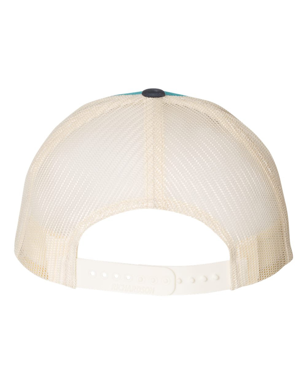 Rear View of Blue Teal/ Birch/ Navy Low Pro Trucker Cap - 115