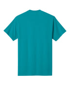 Rear View of Bright Aqua Port & Co Core Cotton Tee. PC54