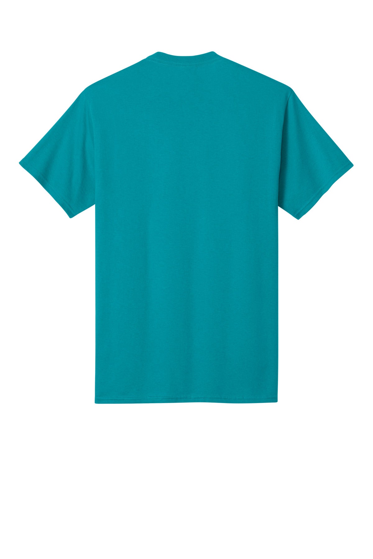 Rear View of Bright Aqua Port & Co Core Cotton Tee. PC54