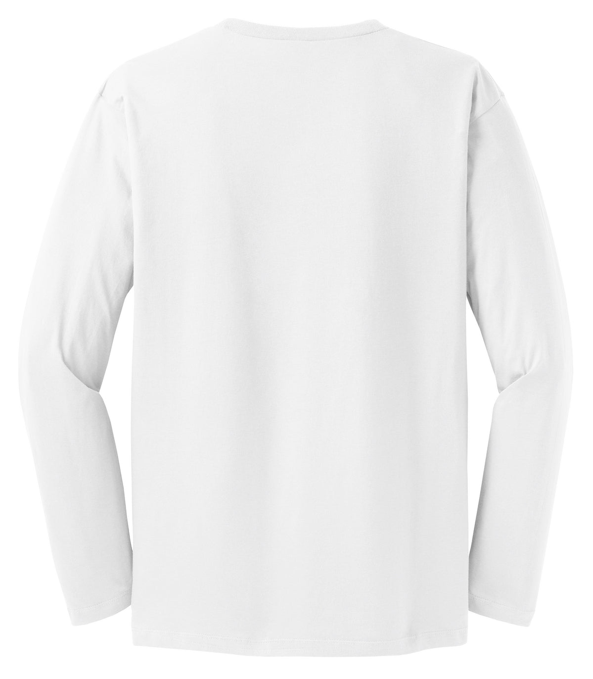 Rear View of Bright White District Perfect Weight Long Sleeve Tee. DT105