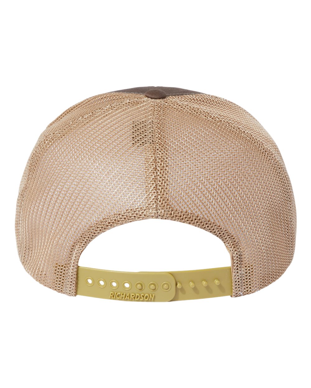 Rear View of Brown/ Khaki 112+ R-Flex Adjustable Trucker Cap - 112PL