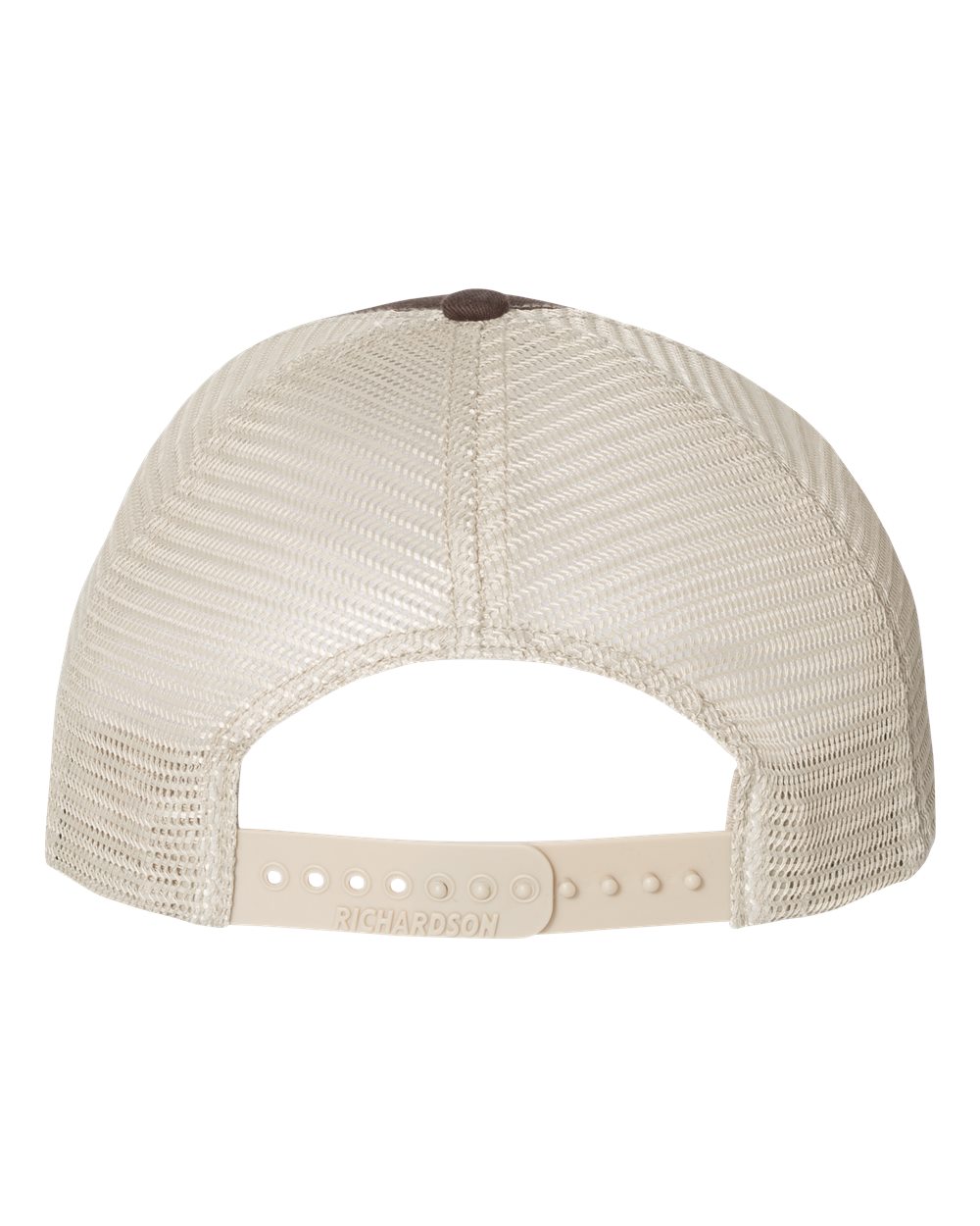 Rear View of Brown/ Khaki Garment-Washed Trucker Cap - 111