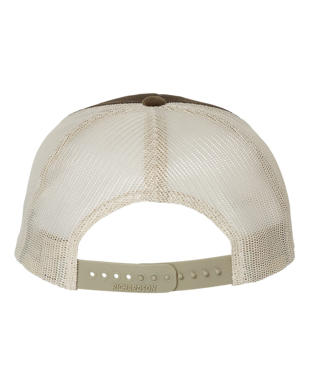 Rear View of Brown/ Sand Troutdale Corduroy Trucker Cap - 930