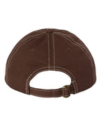Rear View of Brown/ Stone Stitch Bio-Washed Classic Dad Hat - VC300A
