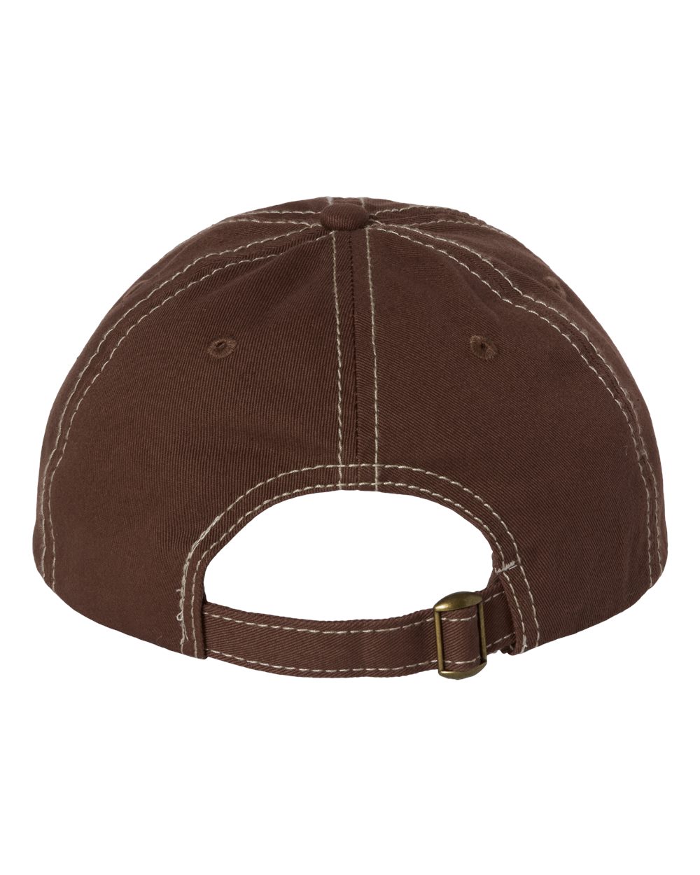 Rear View of Brown/ Stone Stitch Bio-Washed Classic Dad Hat - VC300A