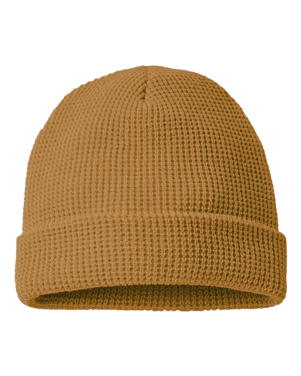 Rear View of Camel Waffle Cuffed Beanie - 146R