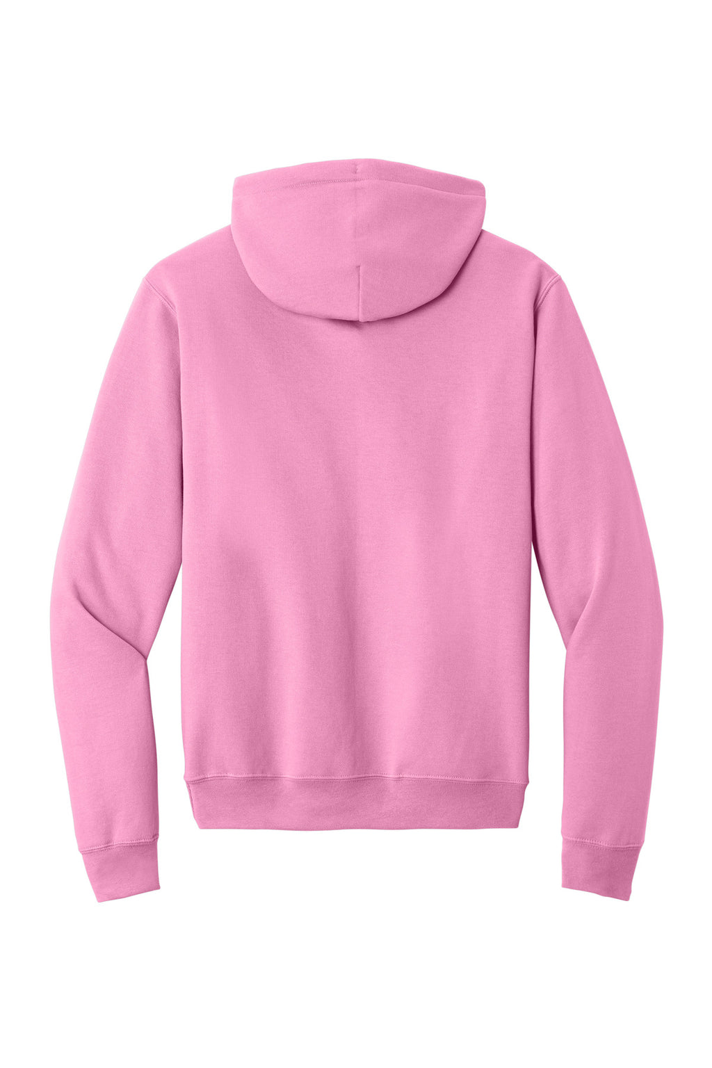 Rear View of Candy Pink Port & Co Core Fleece Pullover Hooded Sweatshirt. PC78H