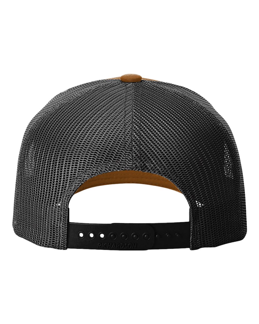 Rear View of Caramel/ Black Five-Panel Trucker with Rope Cap - 112FPR