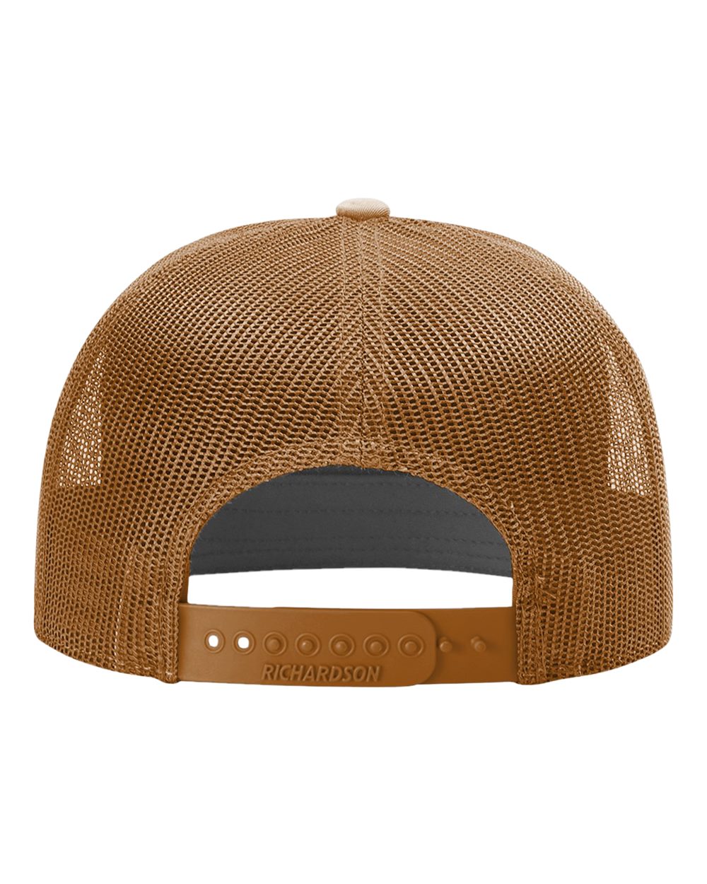 Rear View of Caramel Seven-Panel Trucker Cap - 168