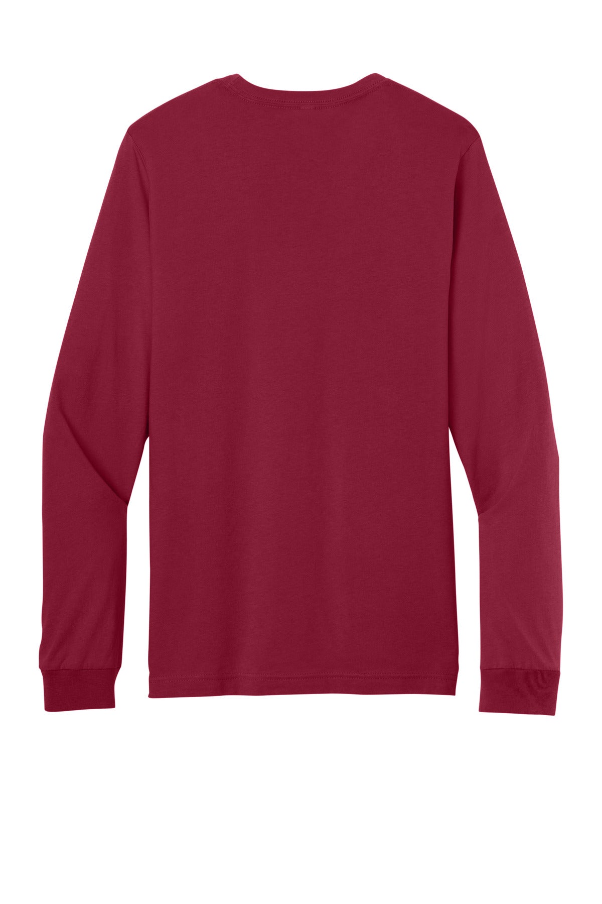 Rear View of Cardinal BELLA+CANVAS Unisex Jersey Long Sleeve Tee. BC3501