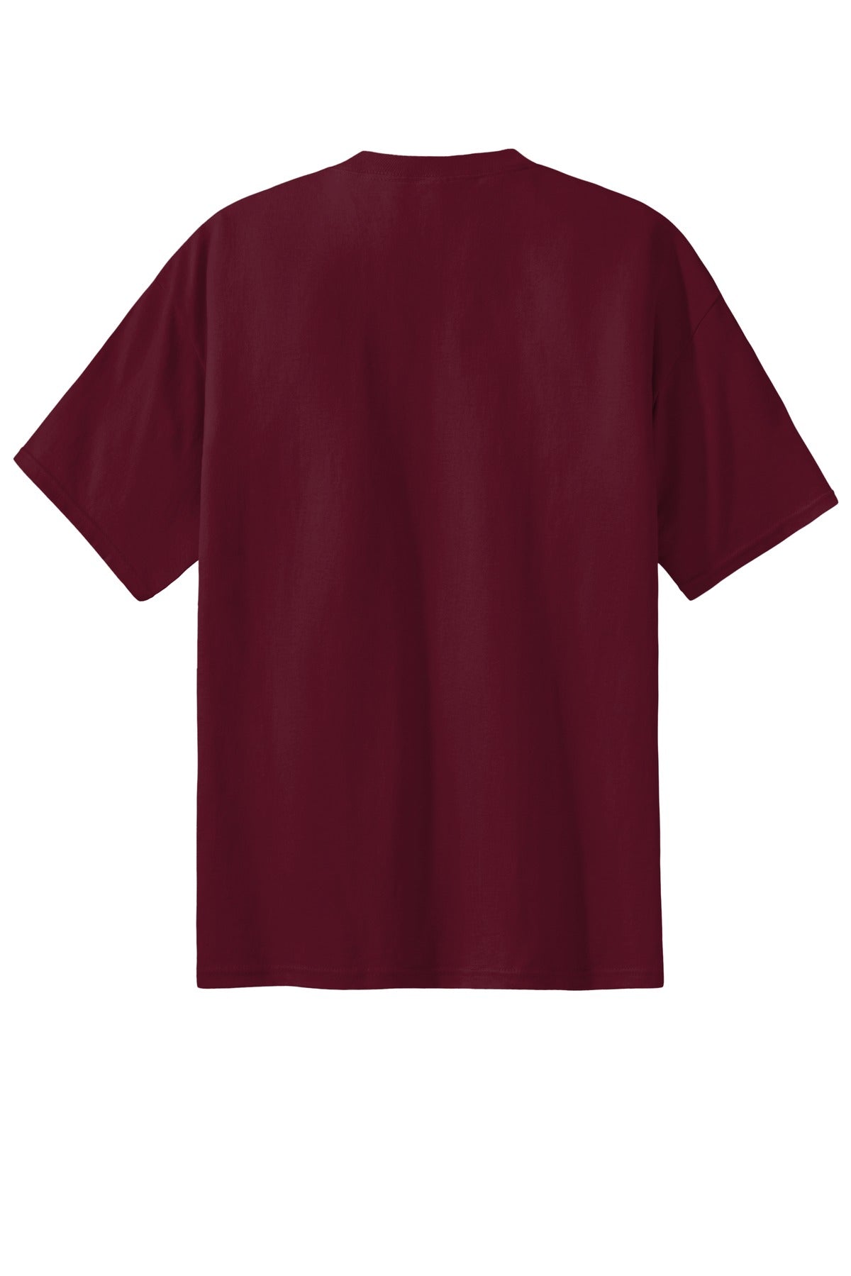 Rear View of Cardinal Port & Co Essential Tee. PC61