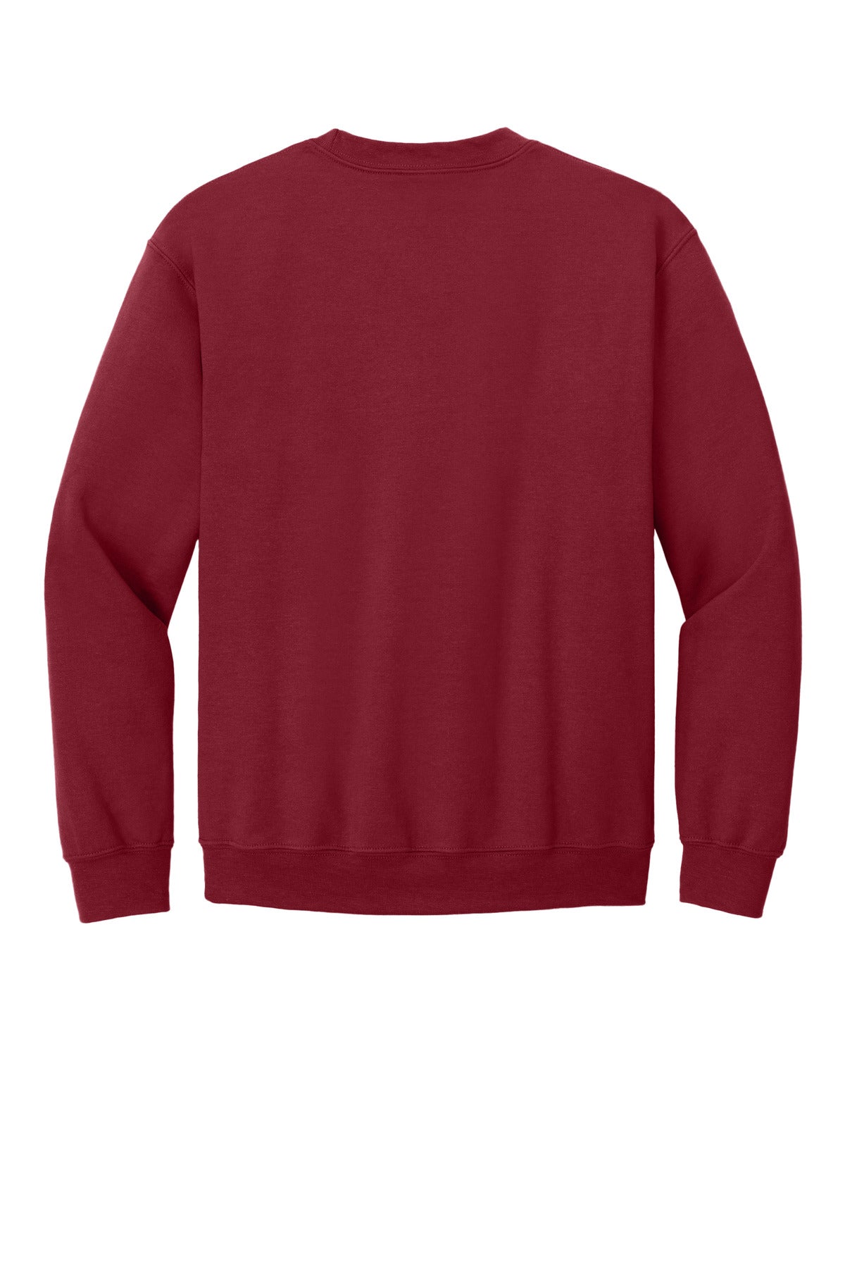 Rear View of Cardinal Red Gildan Heavy Blend Crewneck Sweatshirt. 18000