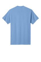 Rear View of Carolina Blue Port & Co Core Cotton Tee. PC54