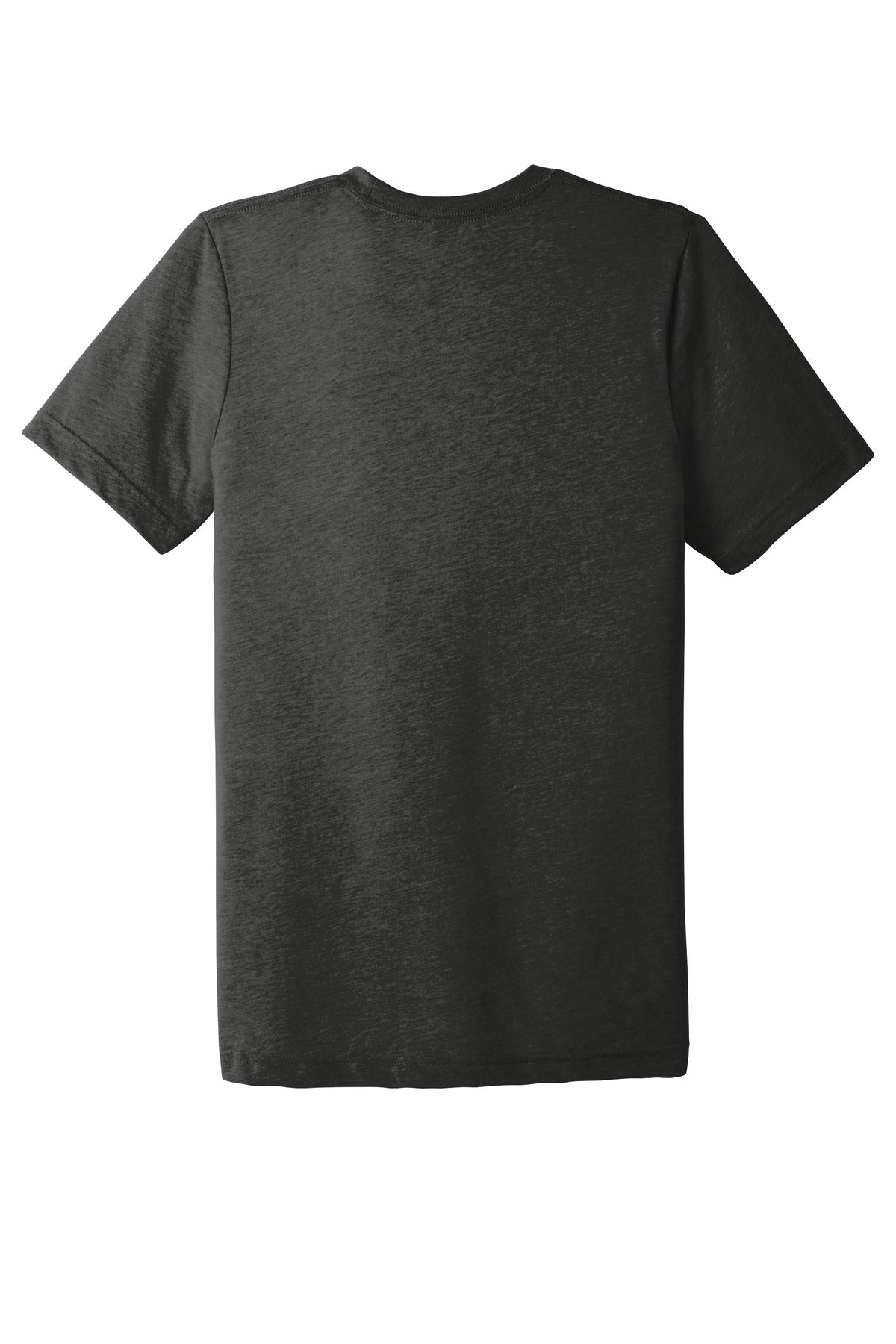 Rear View of Char-Blk TB BELLA+CANVAS Unisex Triblend Short Sleeve Tee. BC3413
