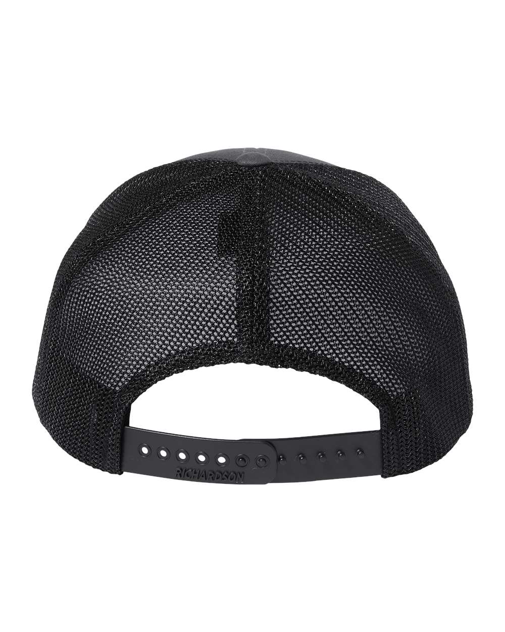 Rear View of Charcoal/ Black 112+ R-Flex Adjustable Trucker Cap - 112PL