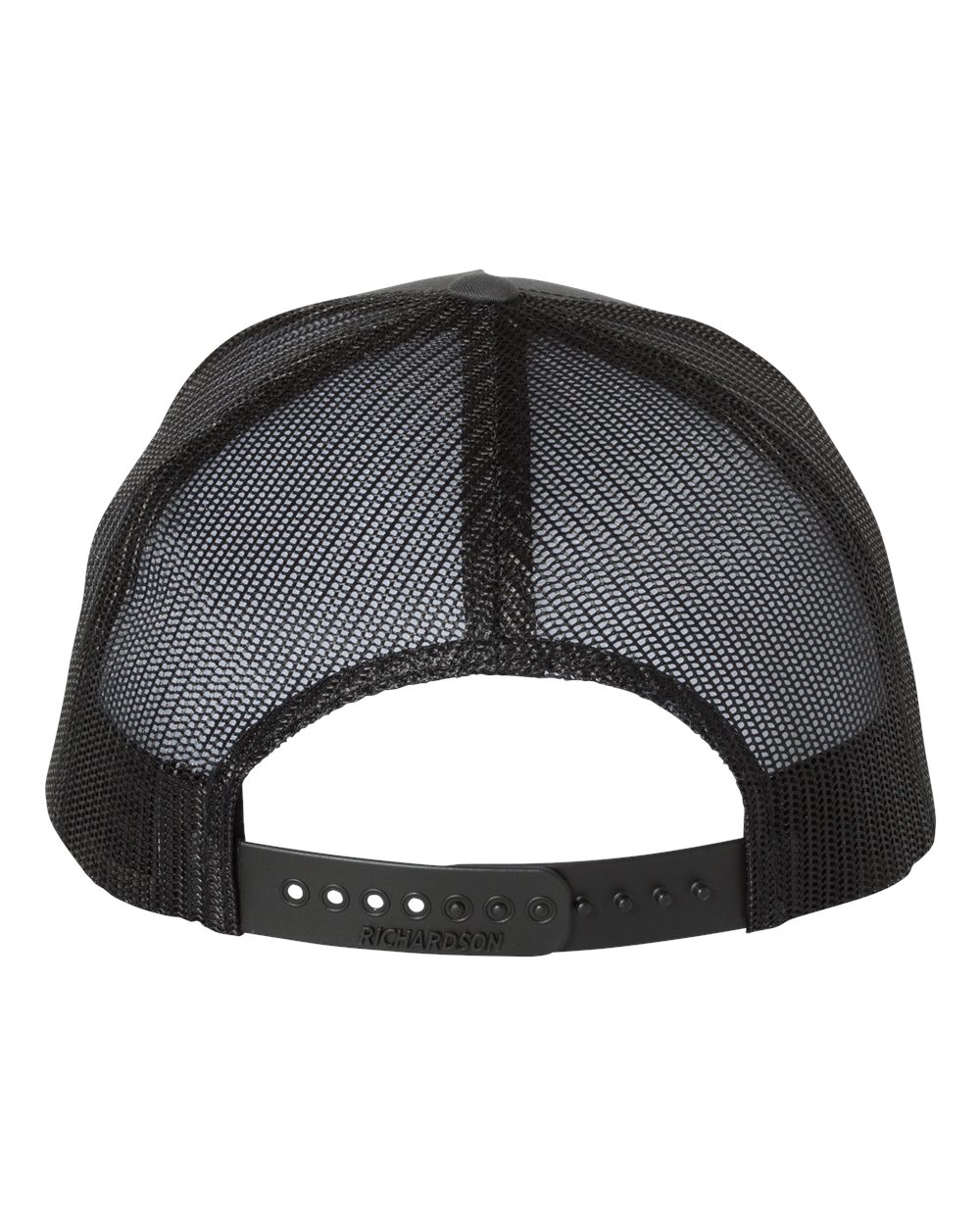 Rear View of Charcoal/ Black Five-Panel Trucker Cap - 112FP