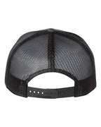 Rear View of Charcoal/ Black Seven-Panel Trucker Cap - 168