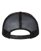 Rear View of Charcoal/ Burnt Orange/ Black Seven-Panel Trucker Cap - 168