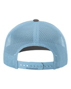 Rear View of Charcoal/ Columbia Blue Snapback Trucker Cap - 112