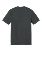 Rear View of Charcoal District Perfect Tri Tee. DM130