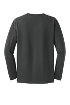 Rear View of Charcoal District Perfect Weight Long Sleeve Tee. DT105