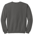 Rear View of Charcoal Gildan Heavy Blend Crewneck Sweatshirt. 18000
