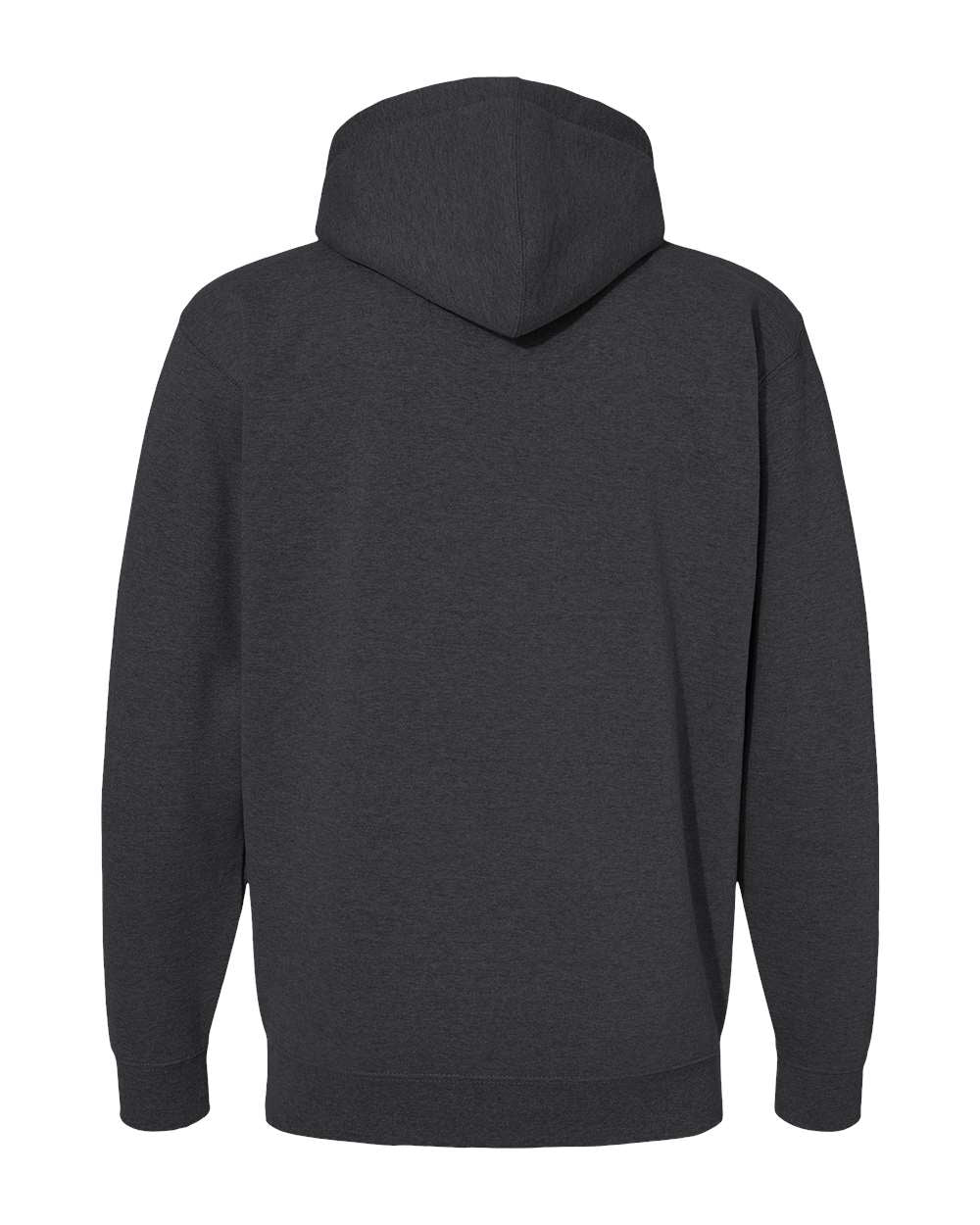 Rear View of Charcoal Heather Heavyweight Full-Zip Hooded Sweatshirt - IND4000Z